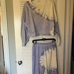 Z Supply Tie-Dye Jogger Set - Purple and Cream